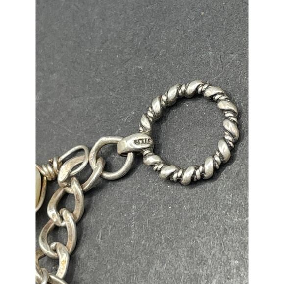 Vtg 925 Sterling Silver Pearl & Sea Creature Dangle Charm Bracelet Sz 7 1/4" 18g - Picture 8 of 10